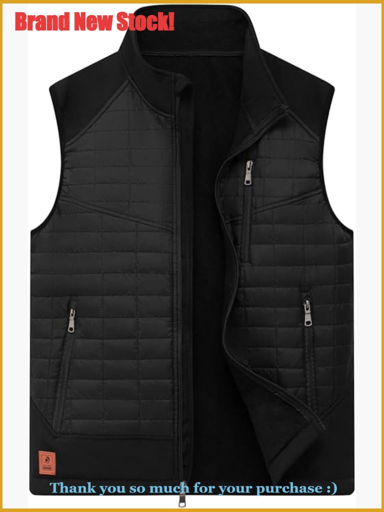 Lightweight Fleece Lined Puffer Vest Softshell Sleeveless Jacket